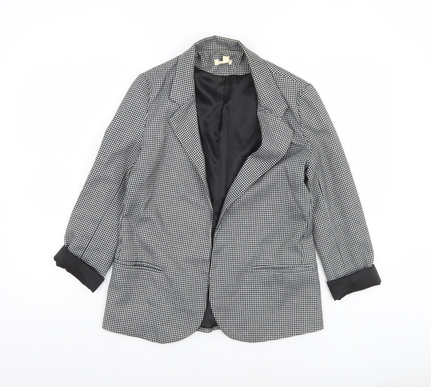 Silence + Noise Women's Black Houndstooth Blazer Size S Single-Breasted