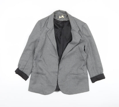 Additional front view of Silence + Noise Women's Black Houndstooth Blazer, size S, Single-Breasted