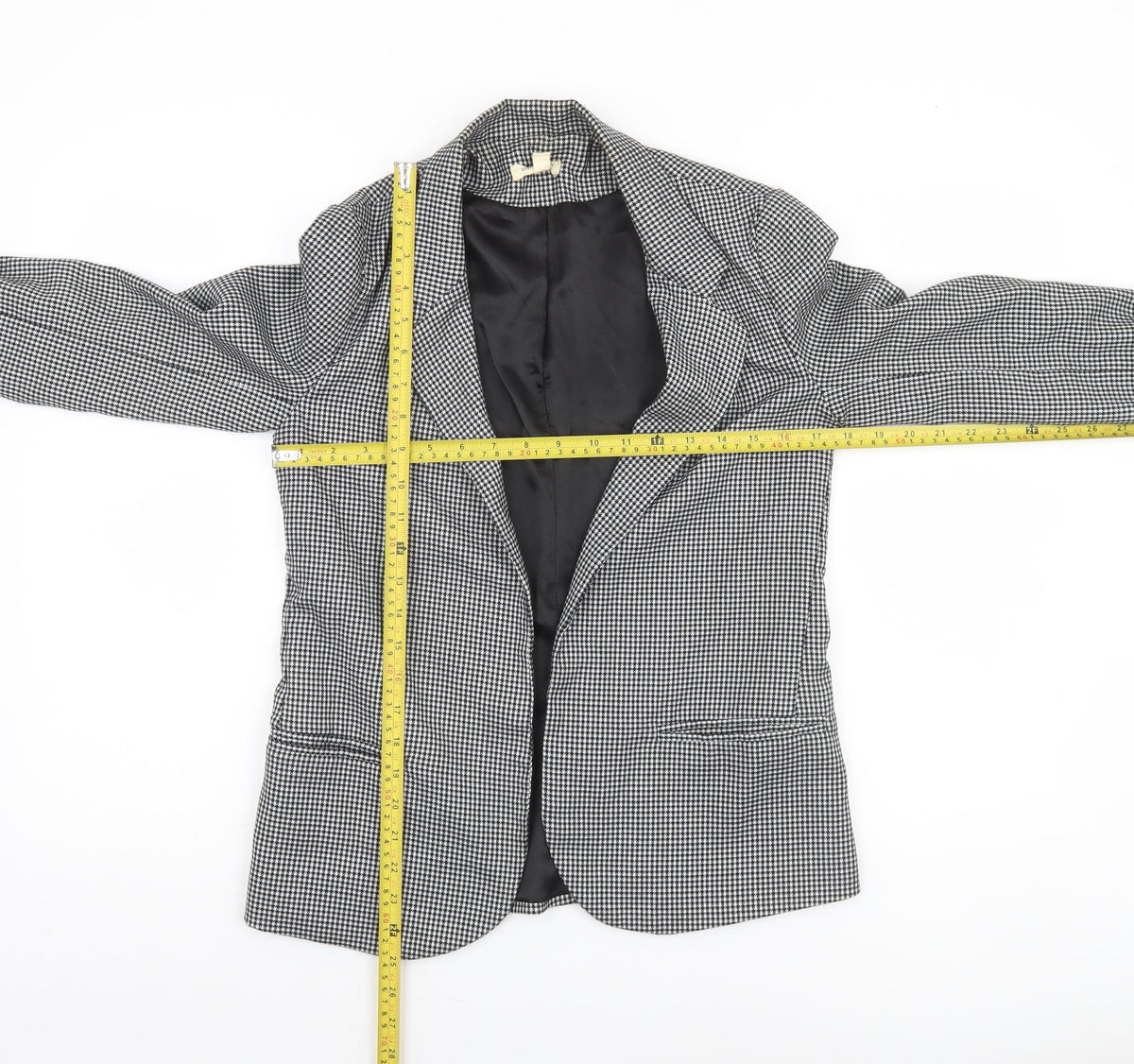 Silence + Noise Women's Black Houndstooth Blazer Size S Single-Breasted