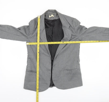 Back view of Silence + Noise Women's Black Houndstooth Blazer, size S, Single-Breasted