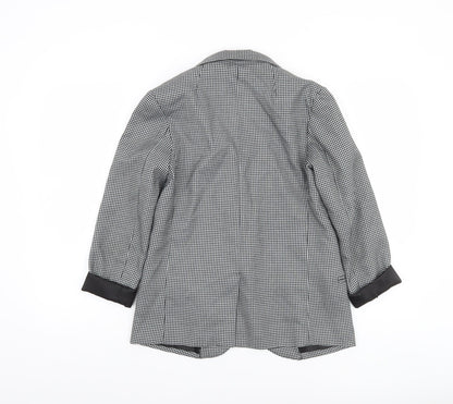 Close-up detail of Silence + Noise Women's Black Houndstooth Blazer, size S, Single-Breasted