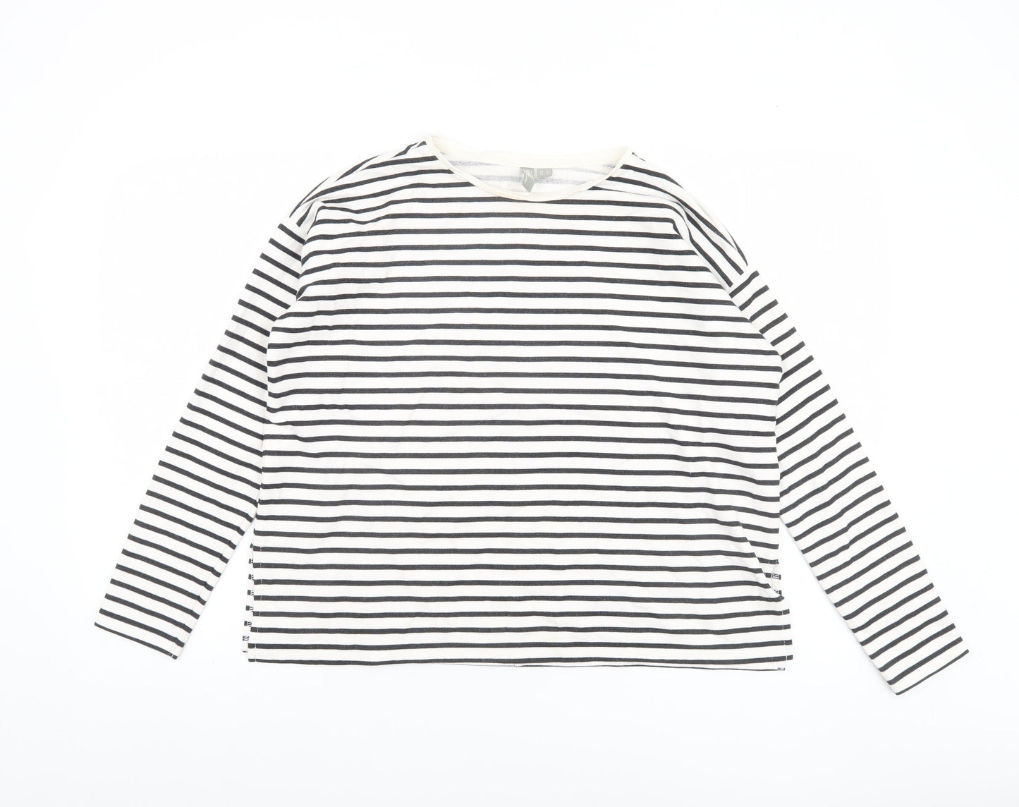 ASOS Women’s White Striped Long Sleeve Cotton Jersey Top Size 8