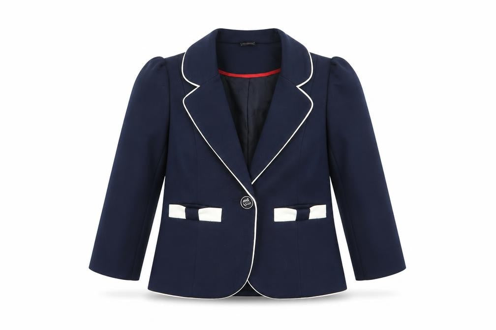 Tu Girls Blue Blazer Jacket 3-4 Years Lined School Style with White Trim