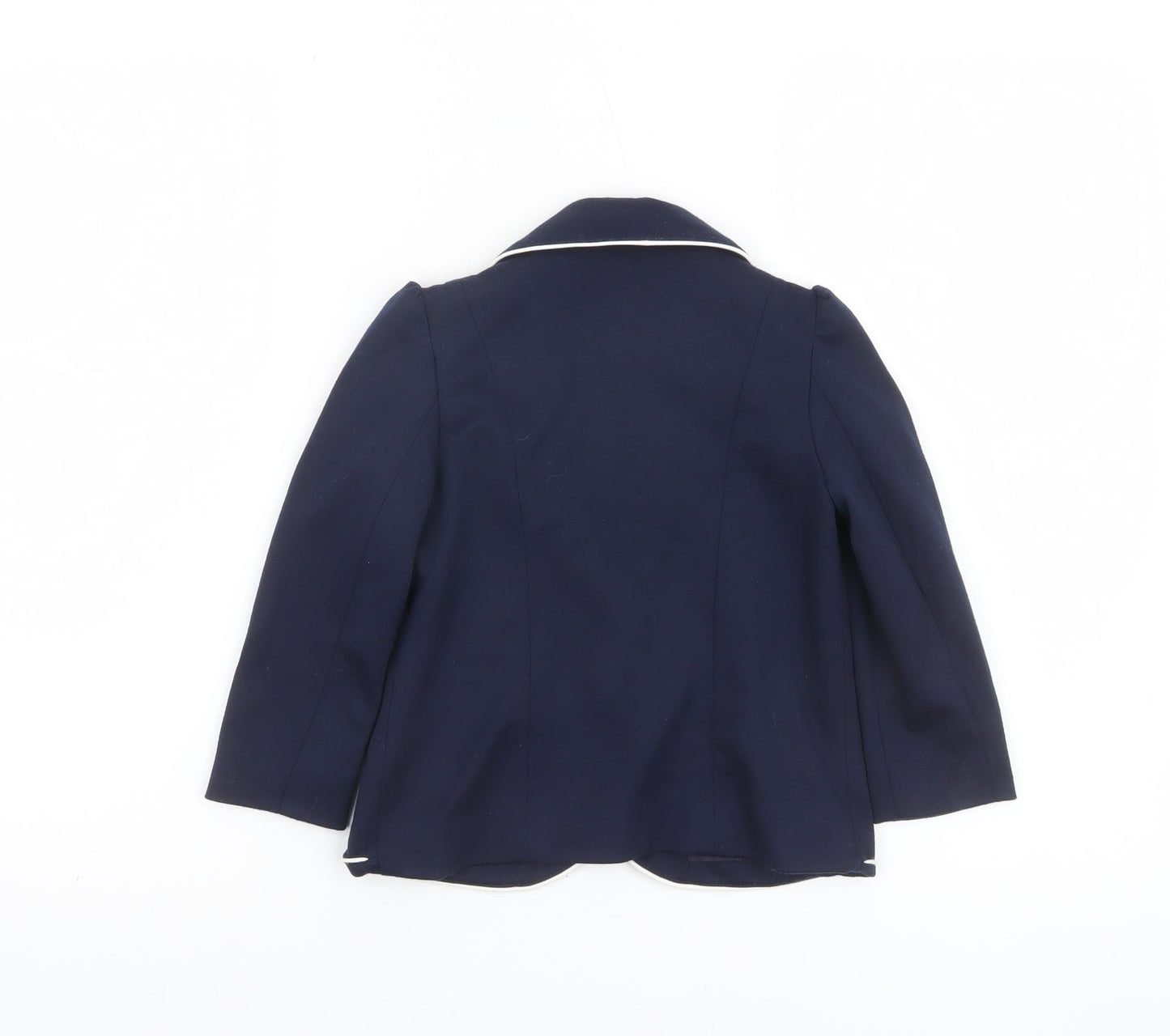 Tu Girls Blue Blazer Jacket 3-4 Years Lined School Style with White Trim