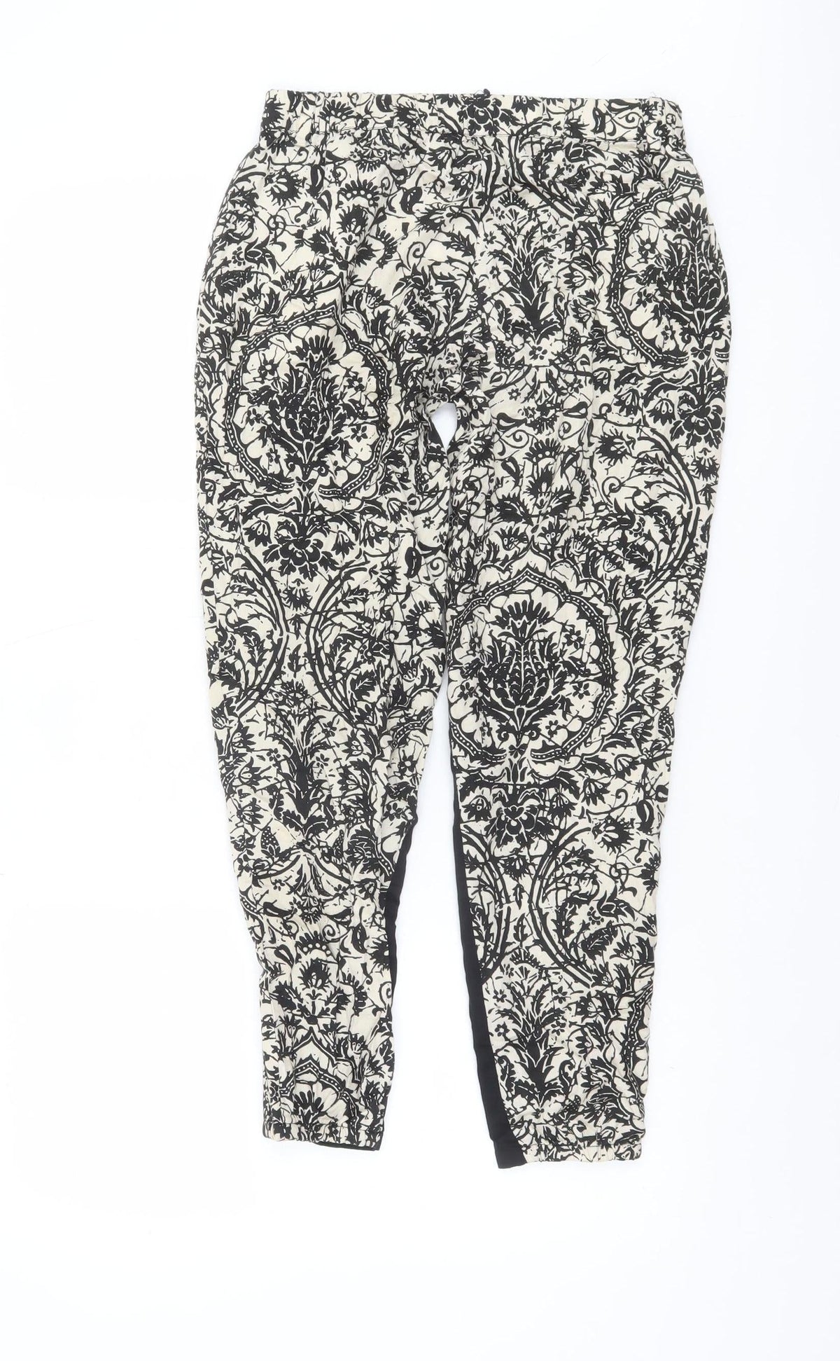 Sisley Women's Black Floral Slim Tapered Trousers Size 16