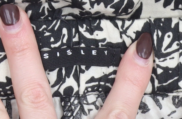 Sisley Women's Black Floral Slim Tapered Trousers Size 16