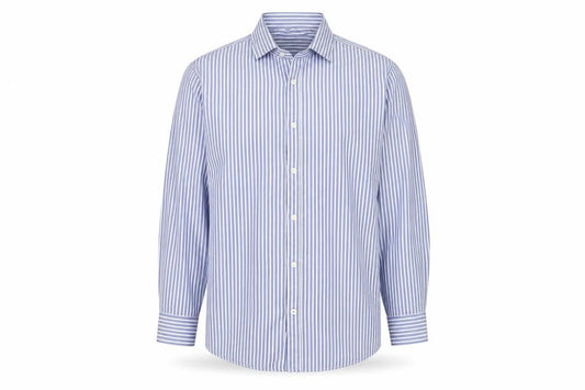 River Island Men’s Blue Striped Long Sleeve Cotton Button-Up Shirt Size L