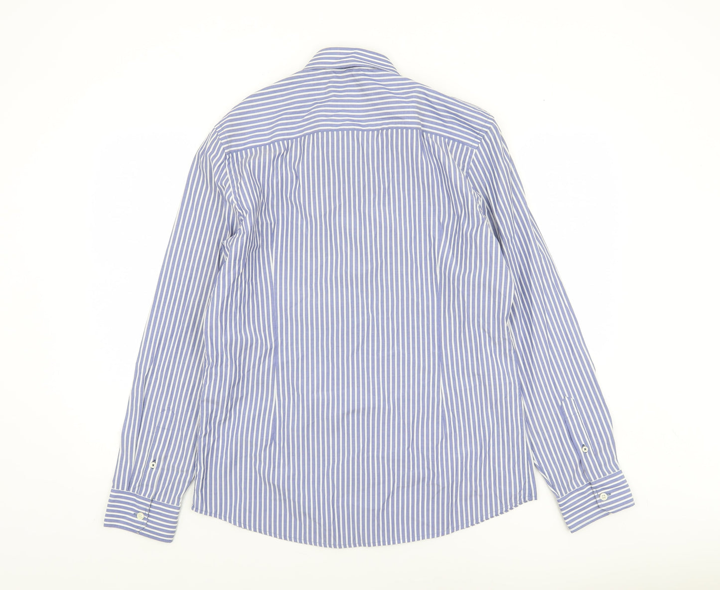 River Island Men’s Blue Striped Long Sleeve Cotton Button-Up Shirt Size L