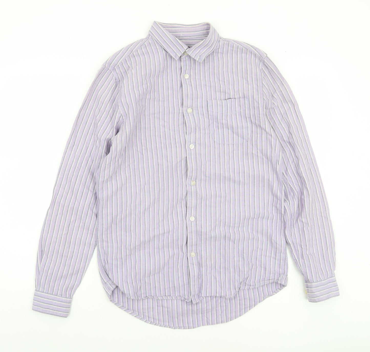 River Island Men’s Purple Striped Cotton Button-Up Shirt Size S