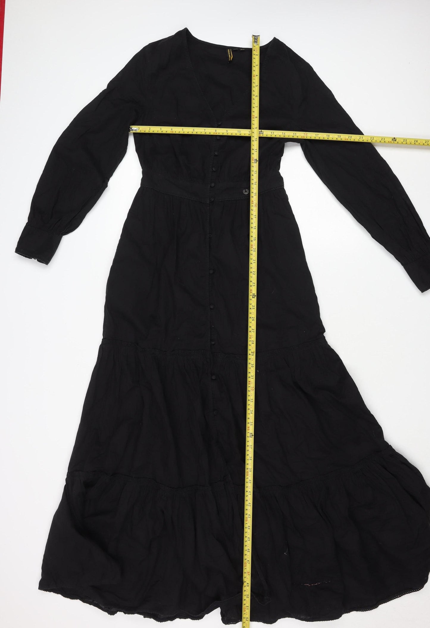 Superdry Womens Black Cotton Midi Fit & Flare Dress Size 8