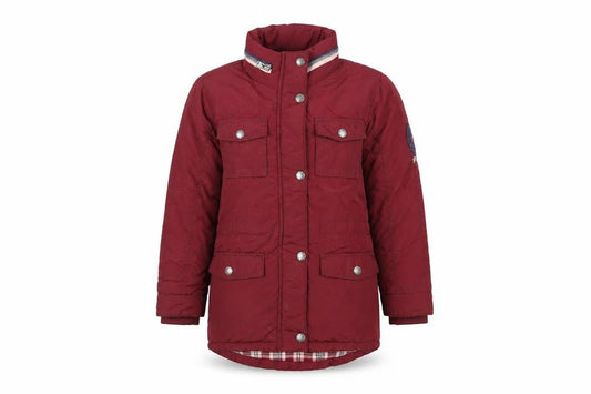 Front view of SoulCal girls’ red parka coat 6-7 years lined winter jacket