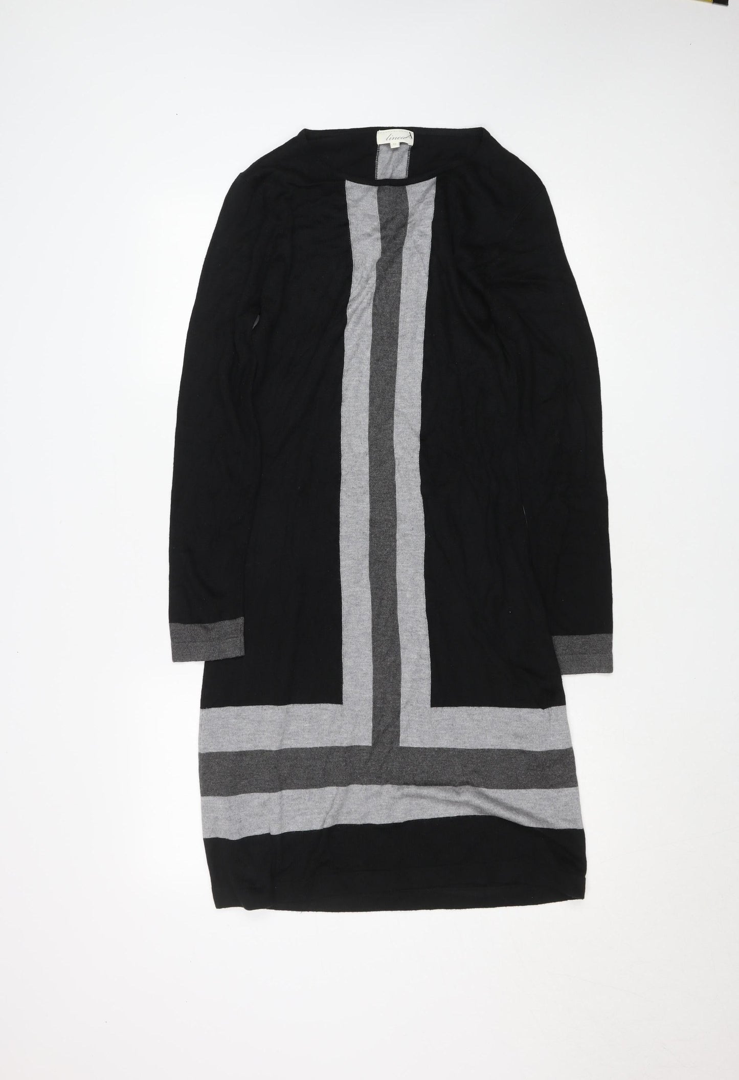 Linea Women’s Black Grey Colourblock Knit Shift Dress Size 12