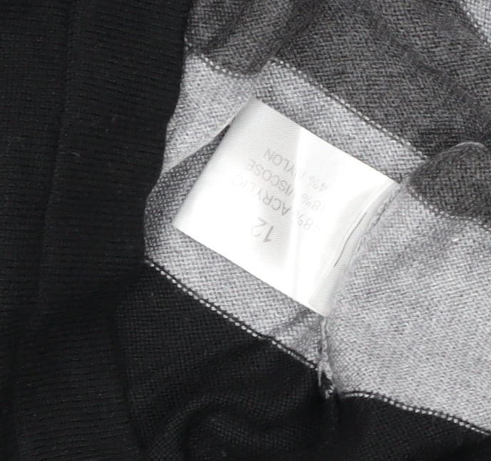 Linea Women’s Black Grey Colourblock Knit Shift Dress Size 12