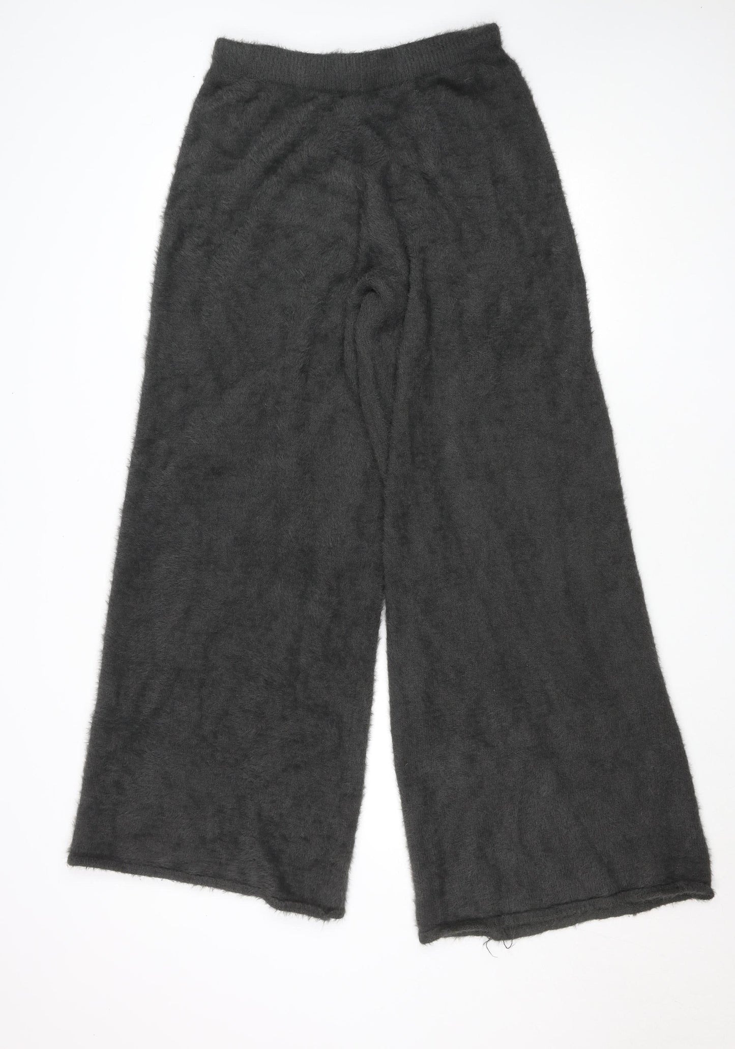 In The Style Women’s Black Wide-Leg Acrylic Polyamide Trousers Size 12