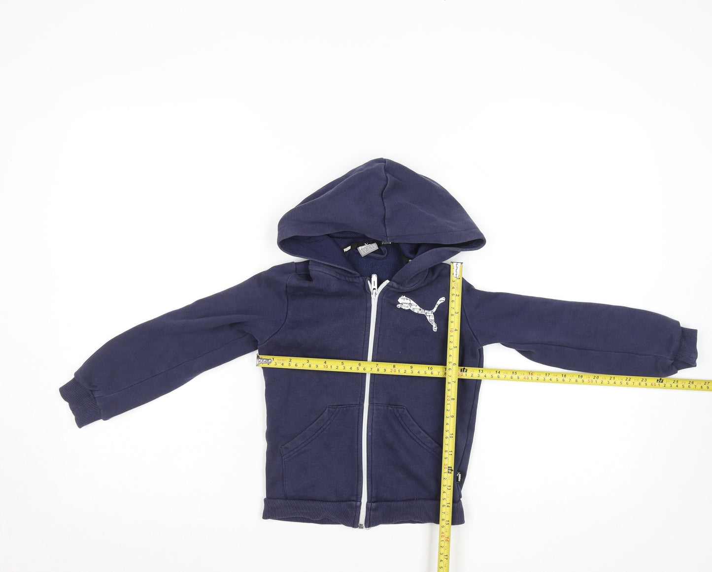 Puma Boys Blue Full Zip Hoodie Size XS 5-6 Years Cotton Blend