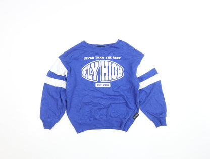 Additional front view of Fly High boys’ blue graphic pullover sweatshirt, size 146, crew neck