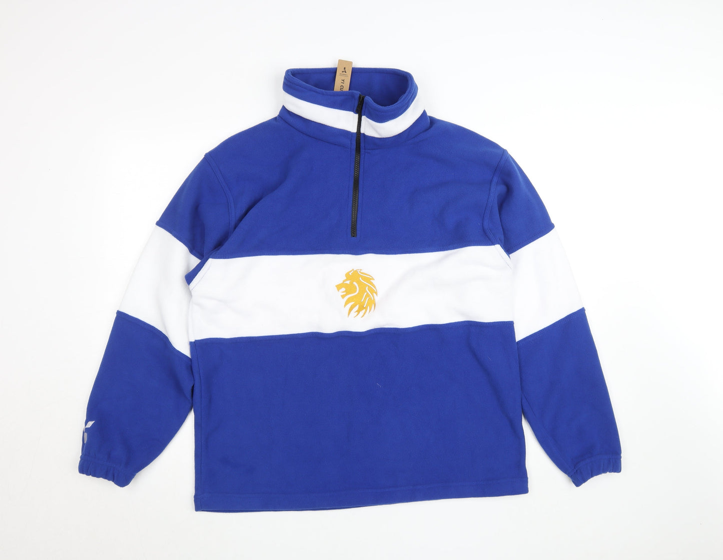 Y1 Custom Mens Blue Fleece 1/4 Zip Rugby Sweatshirt M