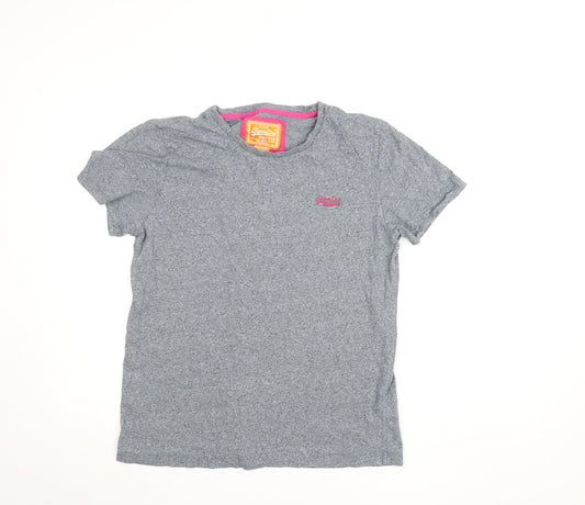 Superdry Men's Grey Crew Neck Short Sleeve Cotton T-Shirt Size M