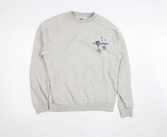 River Island Women’s Grey Floral Graphic Pullover Sweatshirt Size S