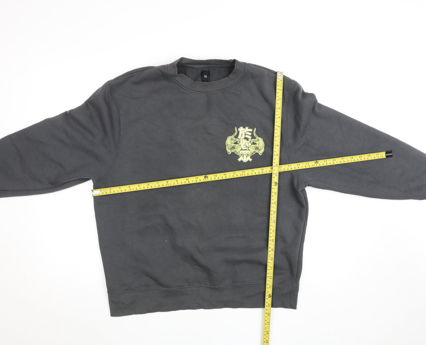 River Island Men’s Grey Graphic Tiger Pullover Sweatshirt L