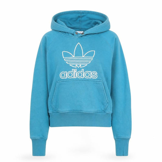 Adidas Womens Blue Hoodie XS Pullover Cotton Blend Logo Hooded