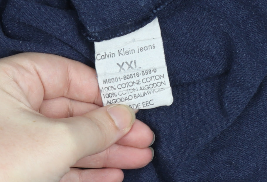 Calvin Klein Jeans Men's Blue 2XL Vintage Logo Cotton T-Shirt