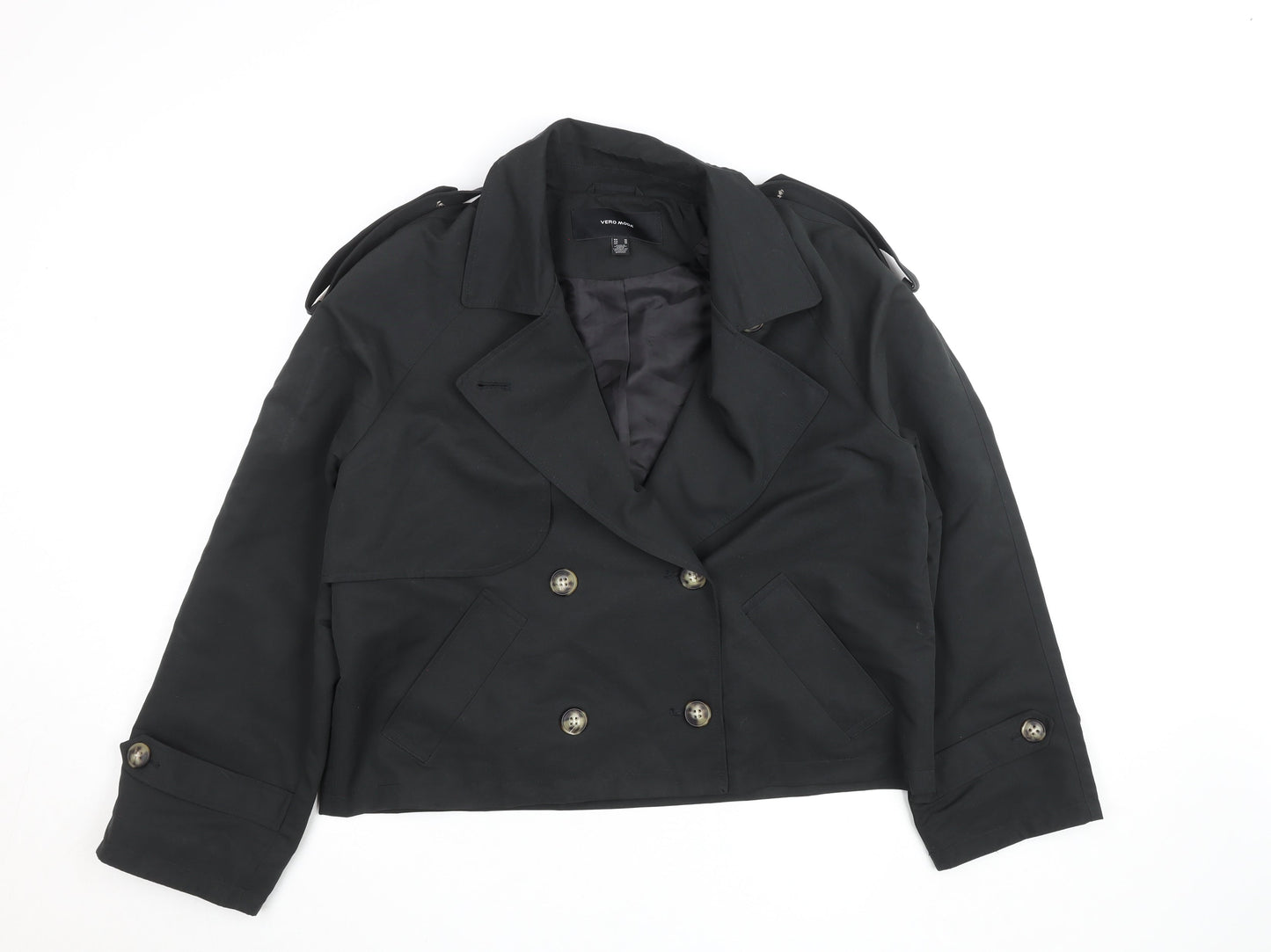 Vero Moda Women's Black Cropped Pea Coat Jacket Size 12