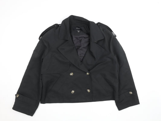 Vero Moda Women's Black Cropped Pea Coat Jacket Size 12
