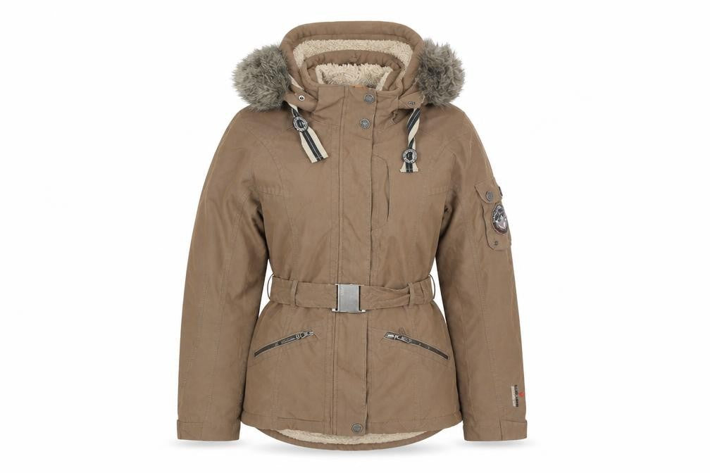 G.I.G.A. DX by Killtec Women's Brown Parka Jacket Size 10 Hooded Belted