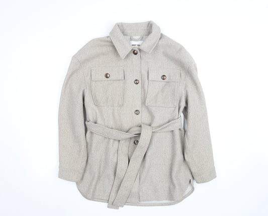 ABOUT YOU Women’s Beige Belted Twill Jacket Size 10 Regular Fit