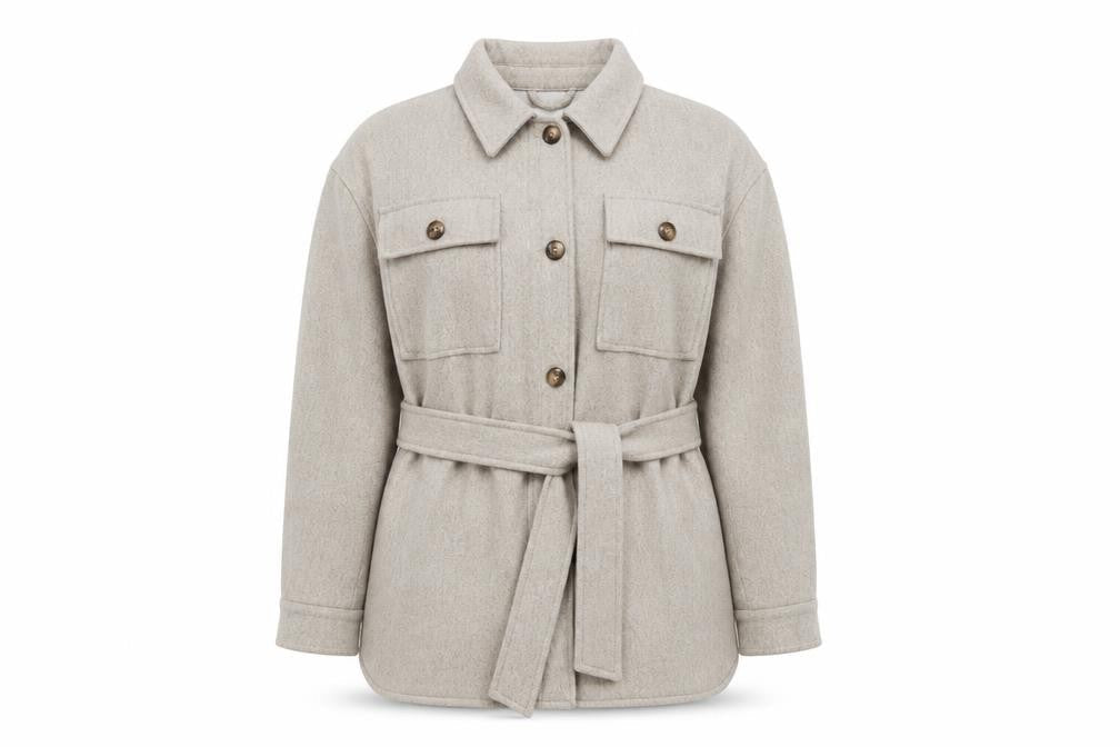 ABOUT YOU Women’s Beige Belted Twill Jacket Size 10 Regular Fit