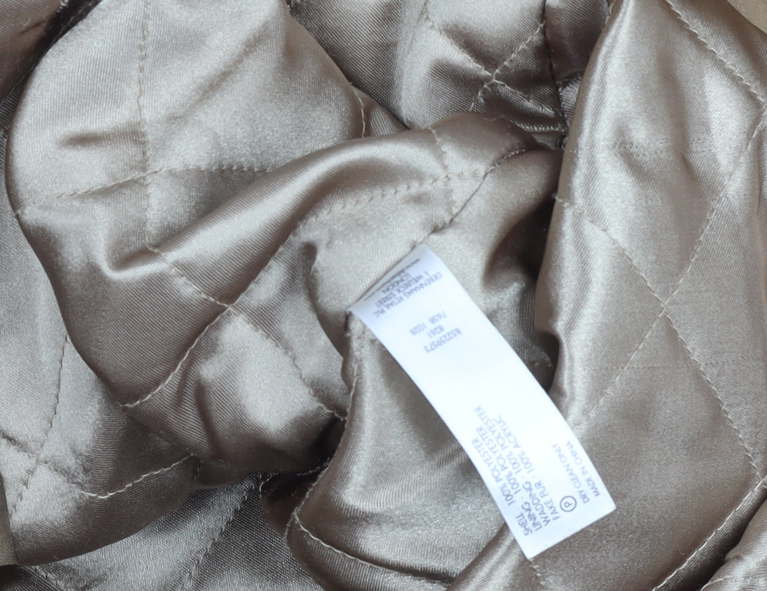 Debenhams Women Beige Faux Suede Faux Fur Hooded Parka Coat Size 12