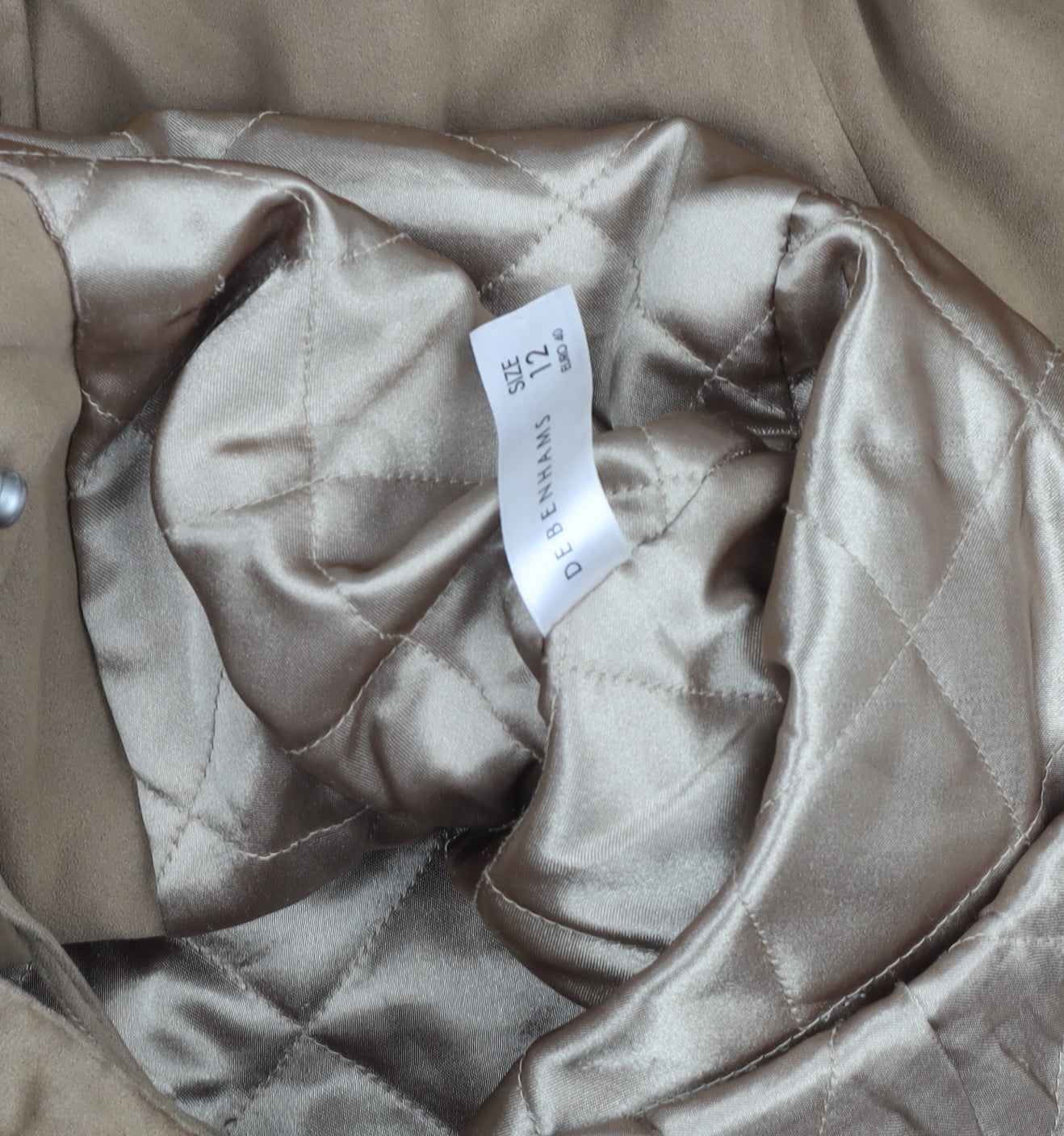 Debenhams Women Beige Faux Suede Faux Fur Hooded Parka Coat Size 12