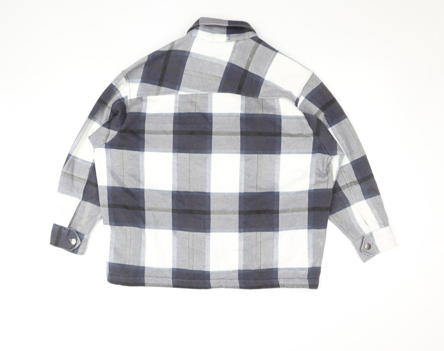 Rising Womens Blue Check Flannel Shacket Jacket Size S