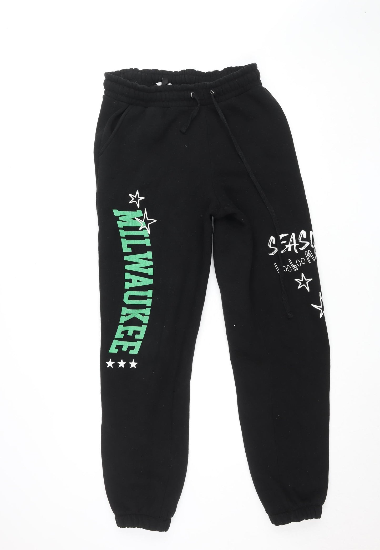 boohooMAN Black Joggers Men's M Milwaukee Print Casual Sweatpants