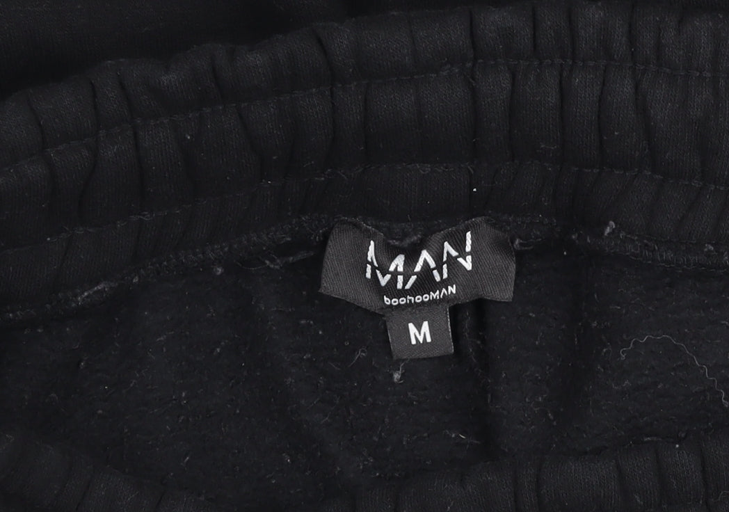 boohooMAN Black Joggers Men's M Milwaukee Print Casual Sweatpants