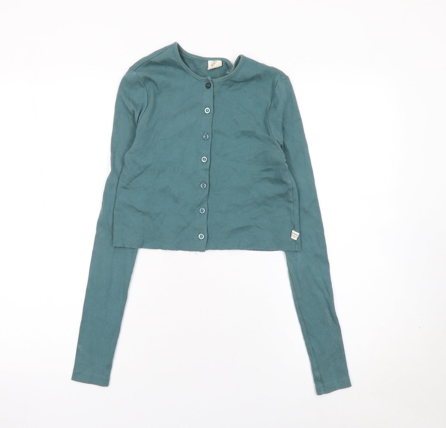 Urban Outfitters Women's Green Cropped Button-Up Cotton Cardigan XS