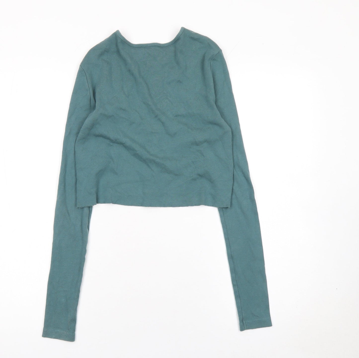 Urban Outfitters Women's Green Cropped Button-Up Cotton Cardigan XS