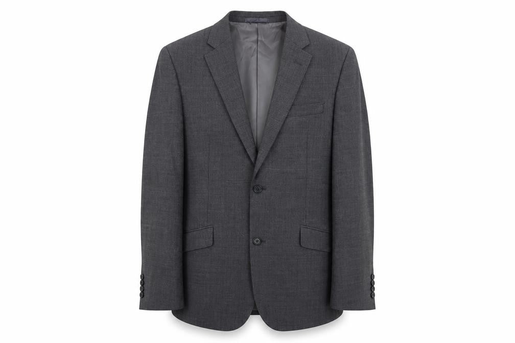 Men's Grey Wool Blend Slim Fit Single Breasted Suit Jacket 38L