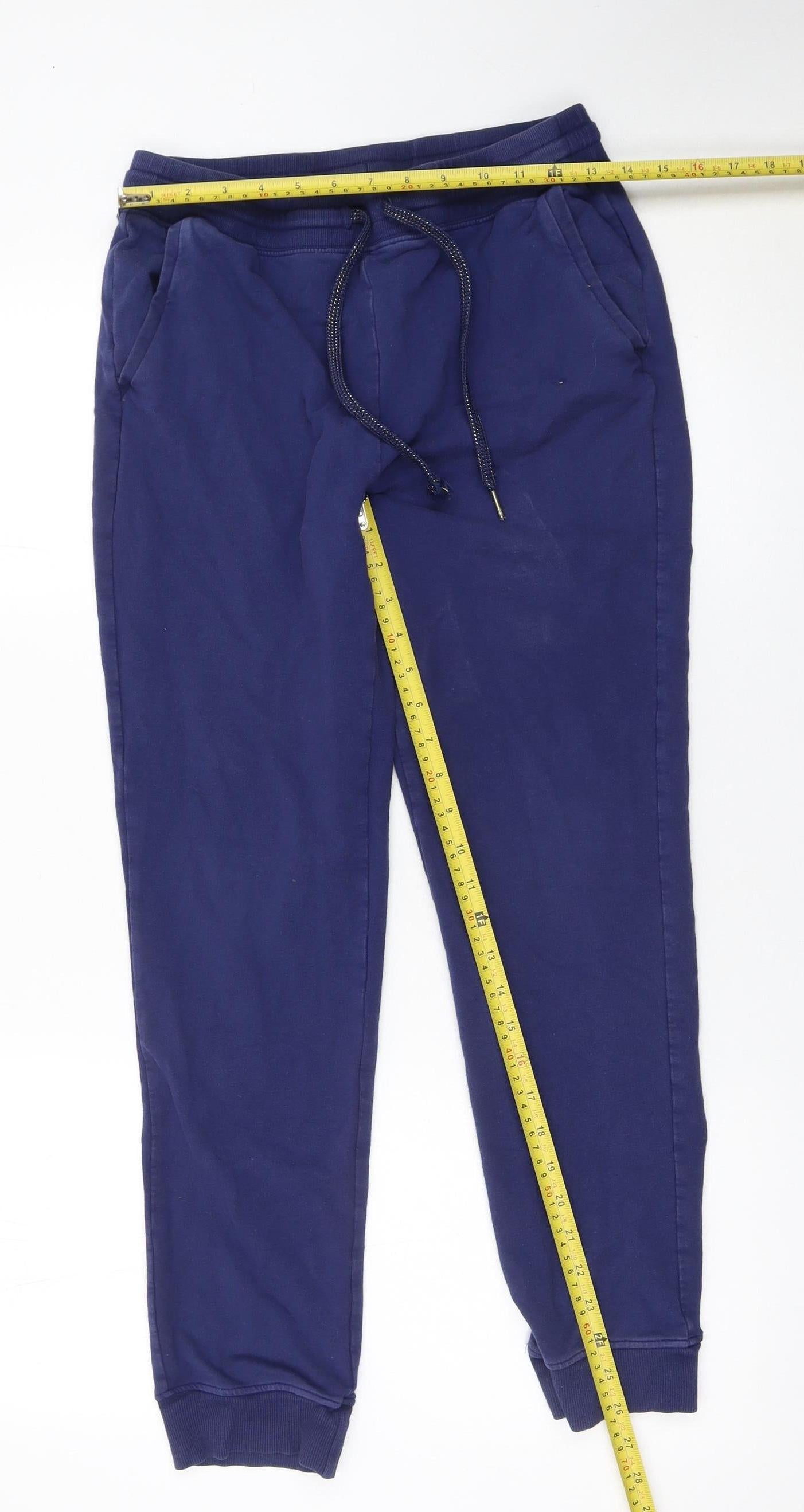 Jockey Girls Blue Cotton Jogger Trousers L with Drawstring Waist