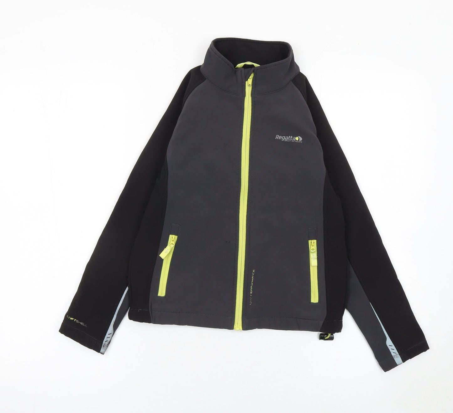 Regatta Boys Black Softshell Jacket 9-10 Years Zip Lightweight Outdoor