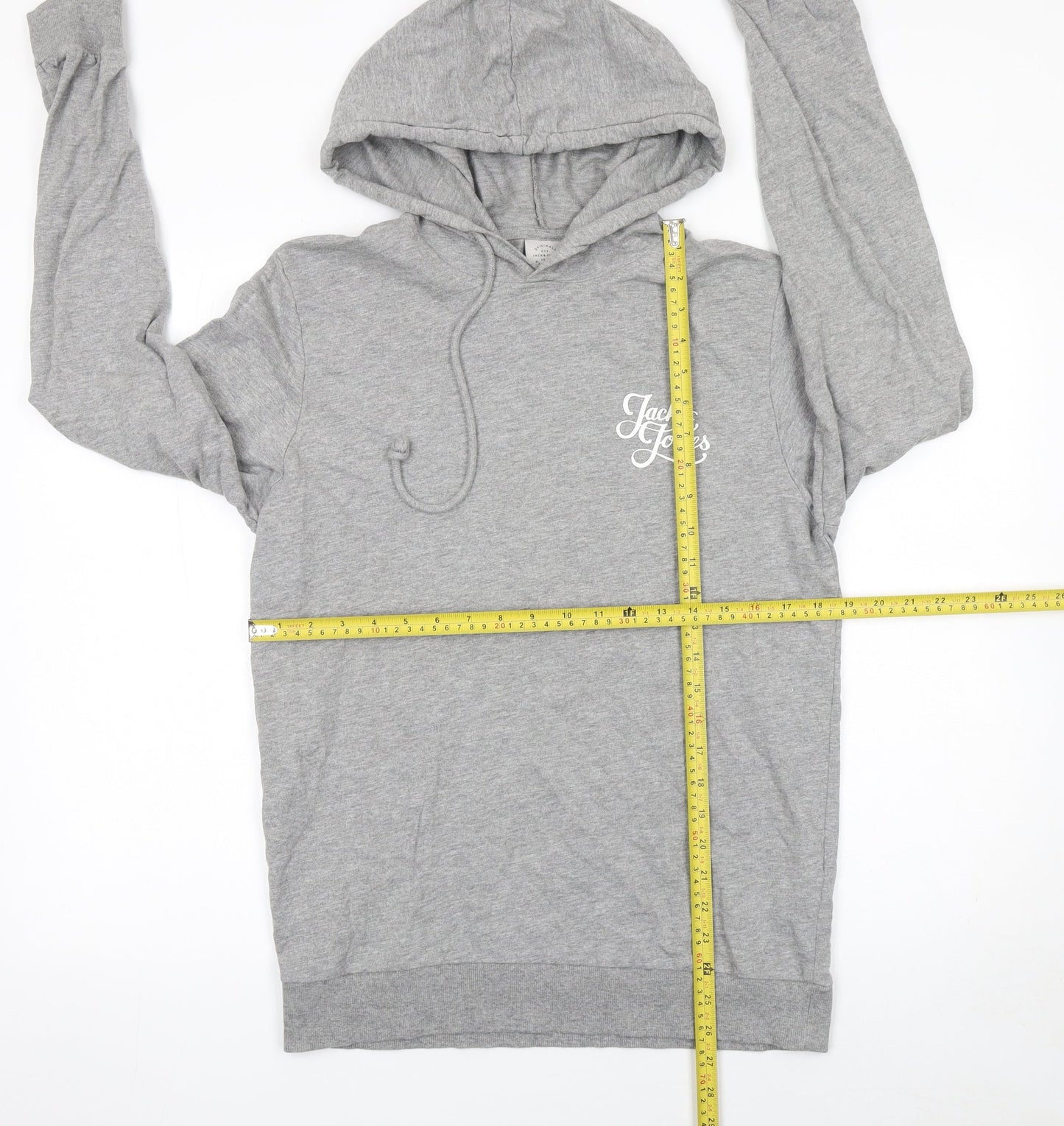 Jack & Jones Mens Grey Regular Fit Pullover Hoodie Size M