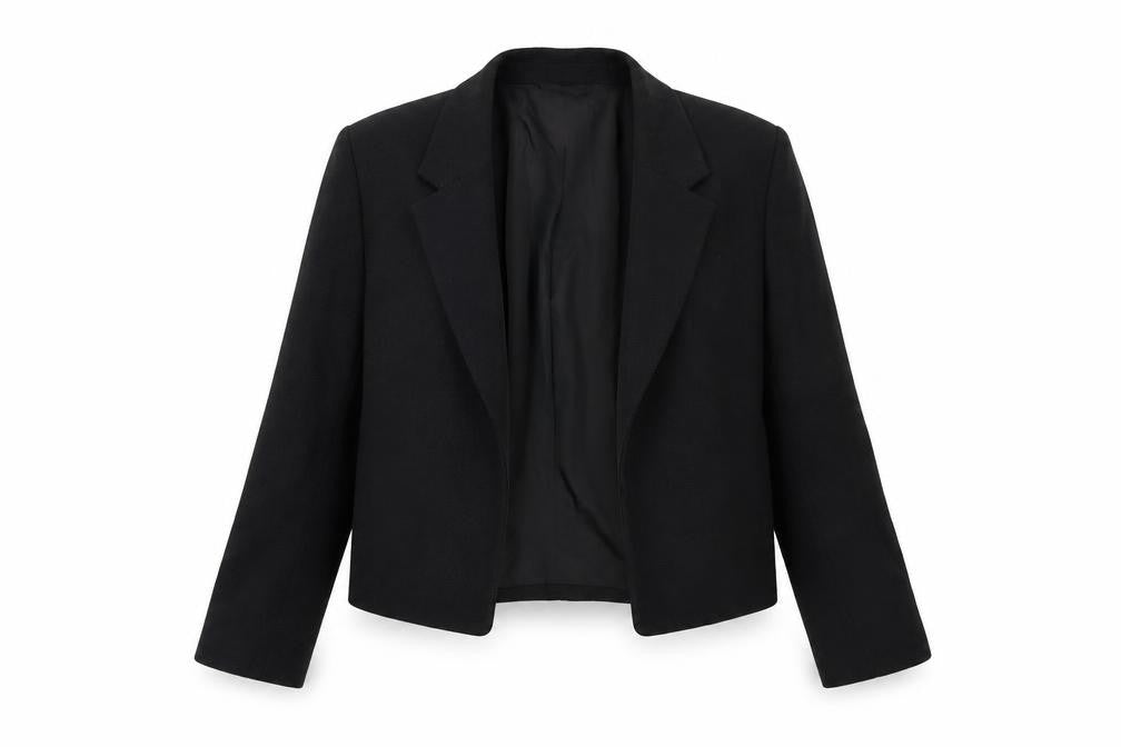 H&M Women's Black Short Blazer Jacket Size S Regular Fit Notch Lapel