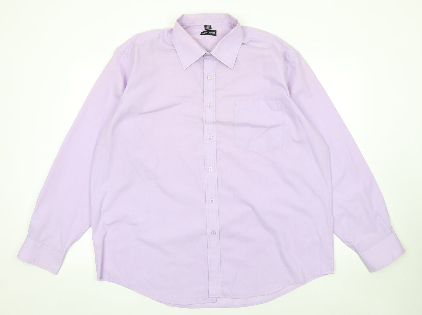Jason Jones Men’s Purple Long Sleeve Button-Up Shirt Size 17.5 Regular Fit