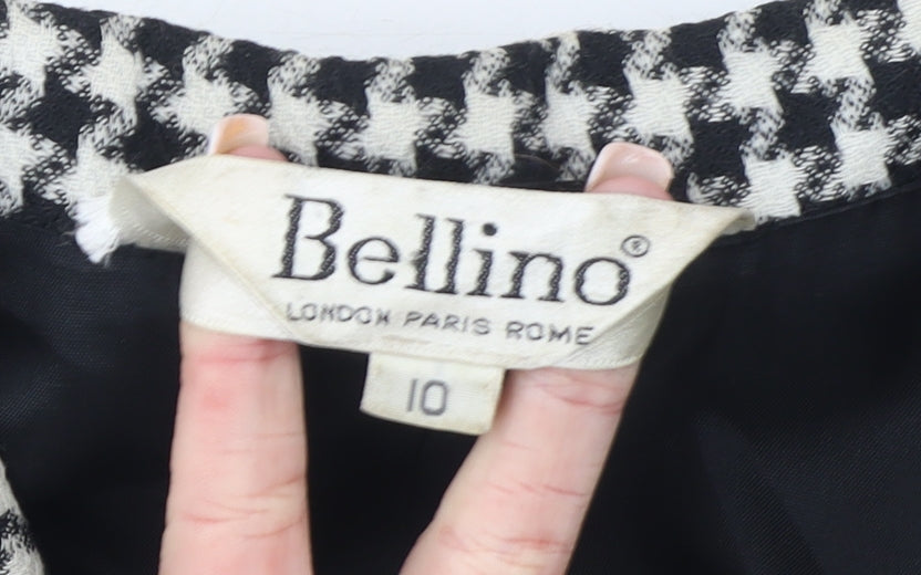 Bellino Women's Black Houndstooth Wool Blend Double-Breasted Blazer Size 10