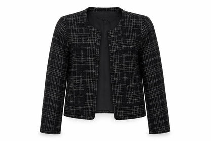 Peacocks Women's Black Checked Lined Blazer Size 14 Polyester Viscose