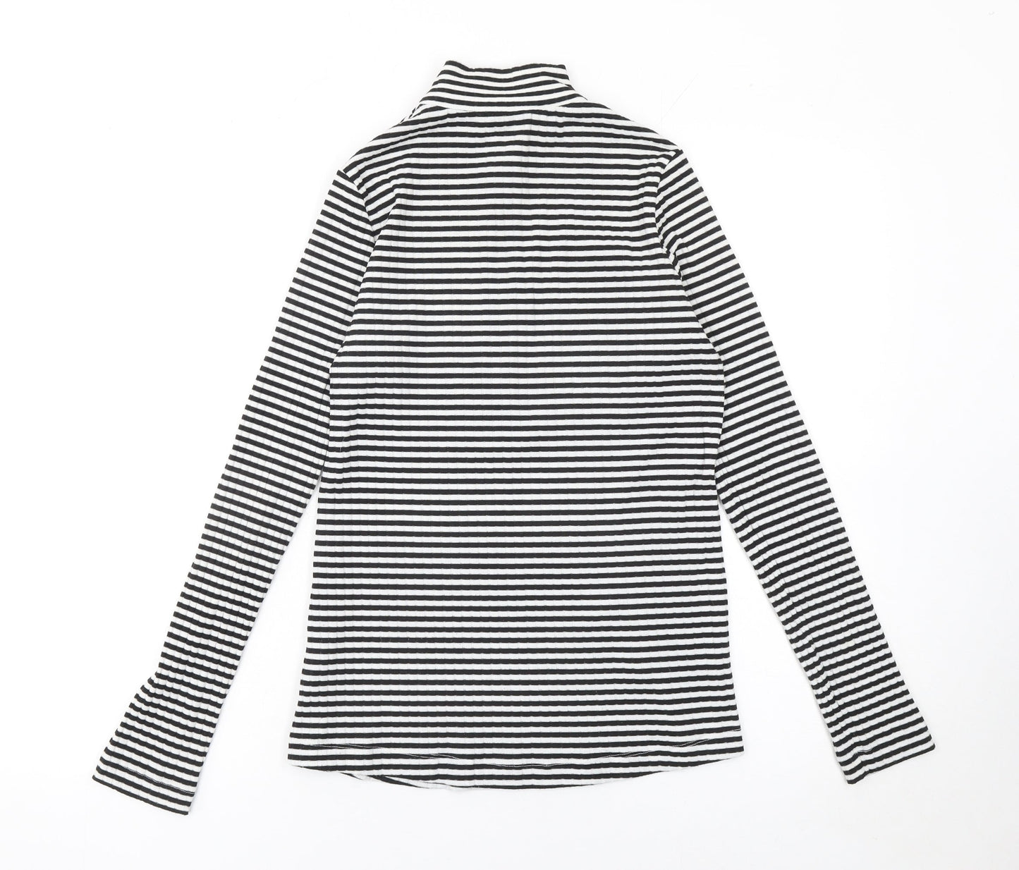 Next Women’s Black Striped Mock Neck Long Sleeve Zip Top Size 10