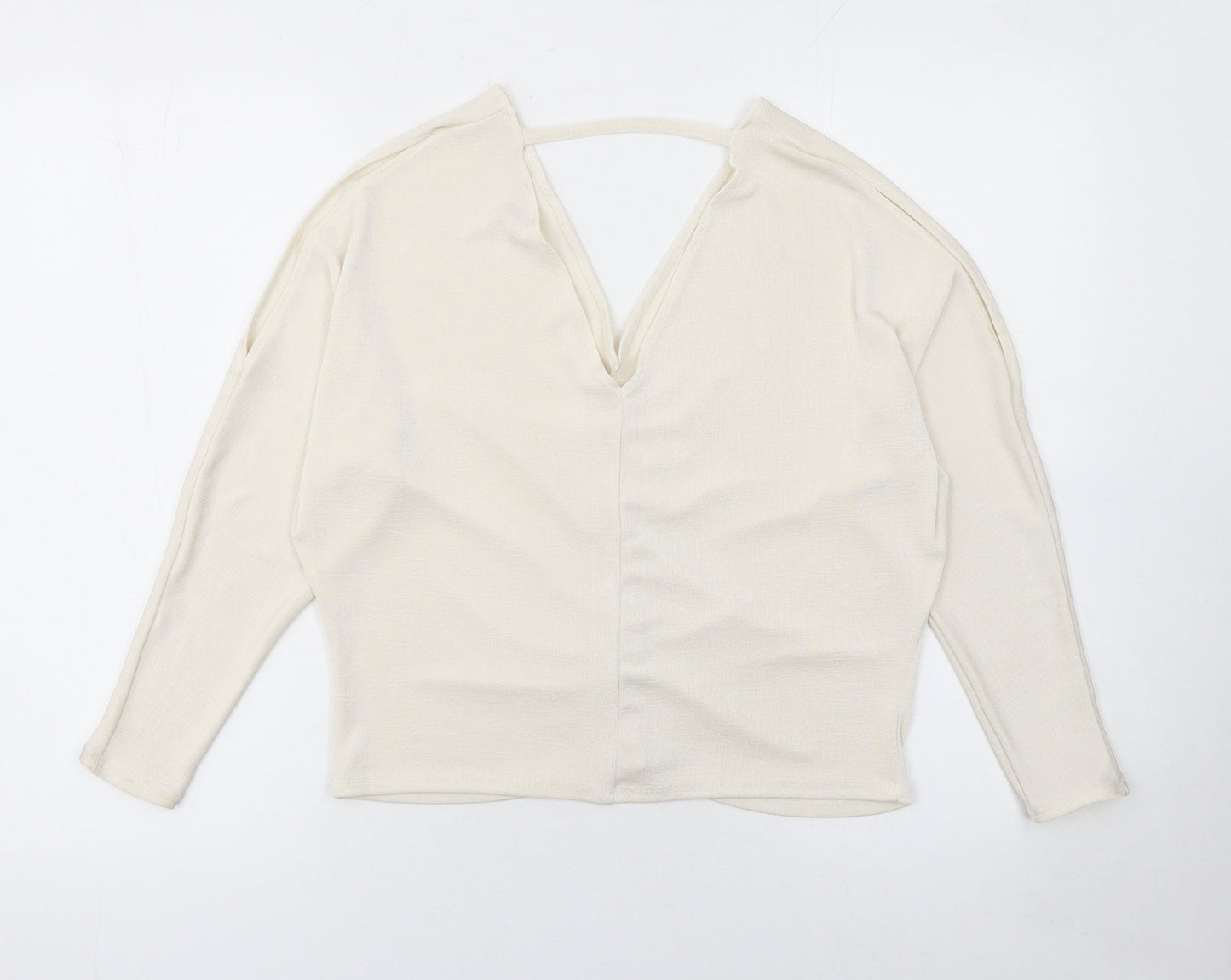 River Island Women’s Ivory Ruched V-Neck Cropped Blouse Size 8