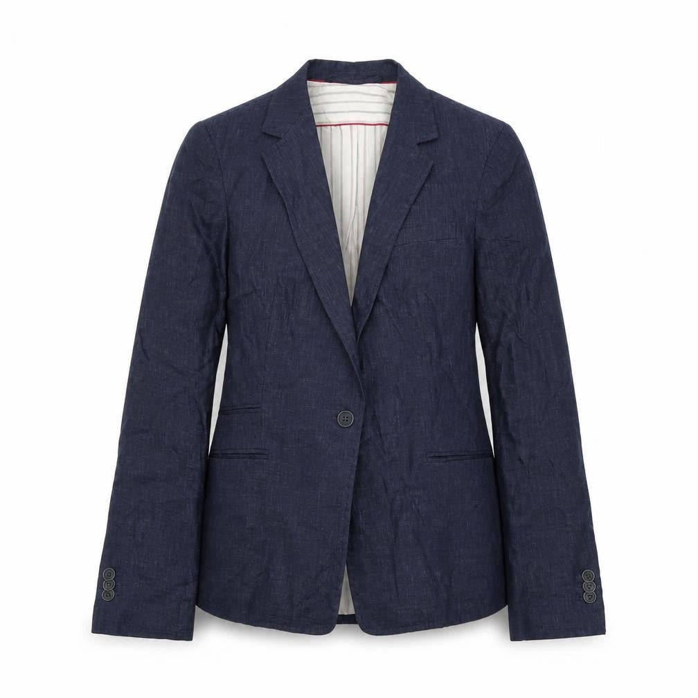 Zara Basic Women's Blue Linen Single Breasted Blazer XS