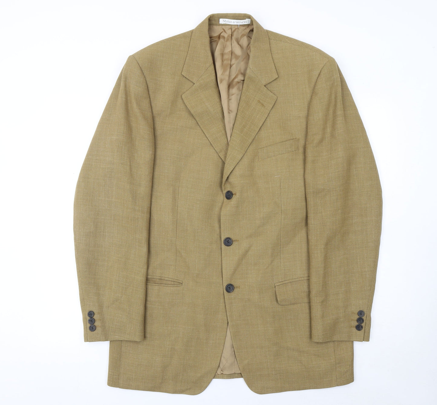 Marks and Spencer Men's Brown 40L Wool Blend Long Blazer Jacket